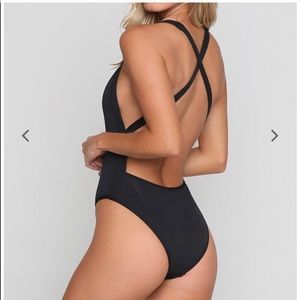 New! L Space swim. Black riding high. Size: 6.